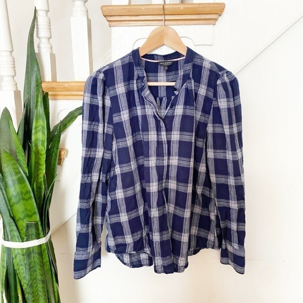 Lucky Brand Blue Plaid Long Sleeve Button-Down Shirt Size L